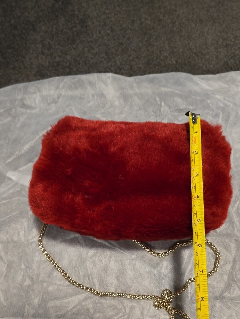 Furla Red Faux-Fur Crossbody with Gold Chain - Picture 9 of 9